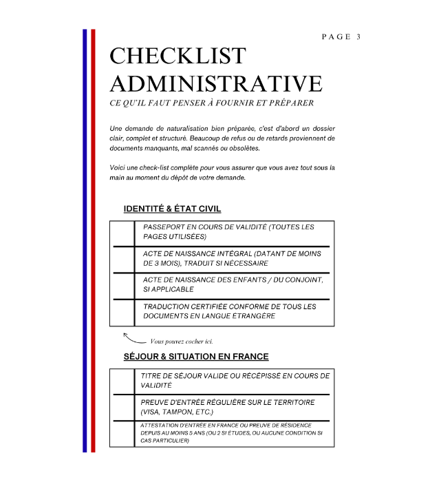 [PDF] Checklist Administrative - Dossier de Naturalisation